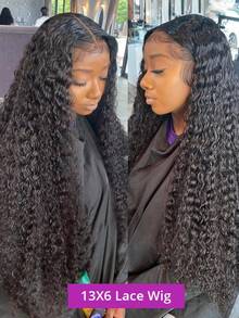 NARNI 32 34 Inch 13x6 HD Deep Wave Lace Front Wigs Human Hair 250% Density Wet And Wavy Human Hair Wig Brazilian Virgin Curly Human Hair Wig For Women Glueless Lace Frontal Wigs With Baby Hair Pre Plucked Hairline Natural Color - Natural Black - 查看 6