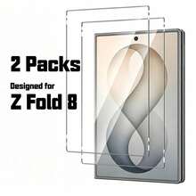 2pcs Tempered Glass Screen Protector Compatible With Samsung Galaxy Z Fold 8, Ultra Durable, 9H Hardness Anti-Shatter, Bubble-Free, Compatible With Samsung Z Fold 8 Wide Screen - Clear - View 1