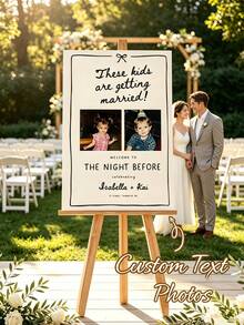 Customizable Wedding Welcome Sign, Elegant Wedding Welcome Board, Customized Photo And Text Poster, Personalized Wall Decor, Personalized Vintage Poster, Wedding Poster, Personalized Name Poster - Multicolor - View 1