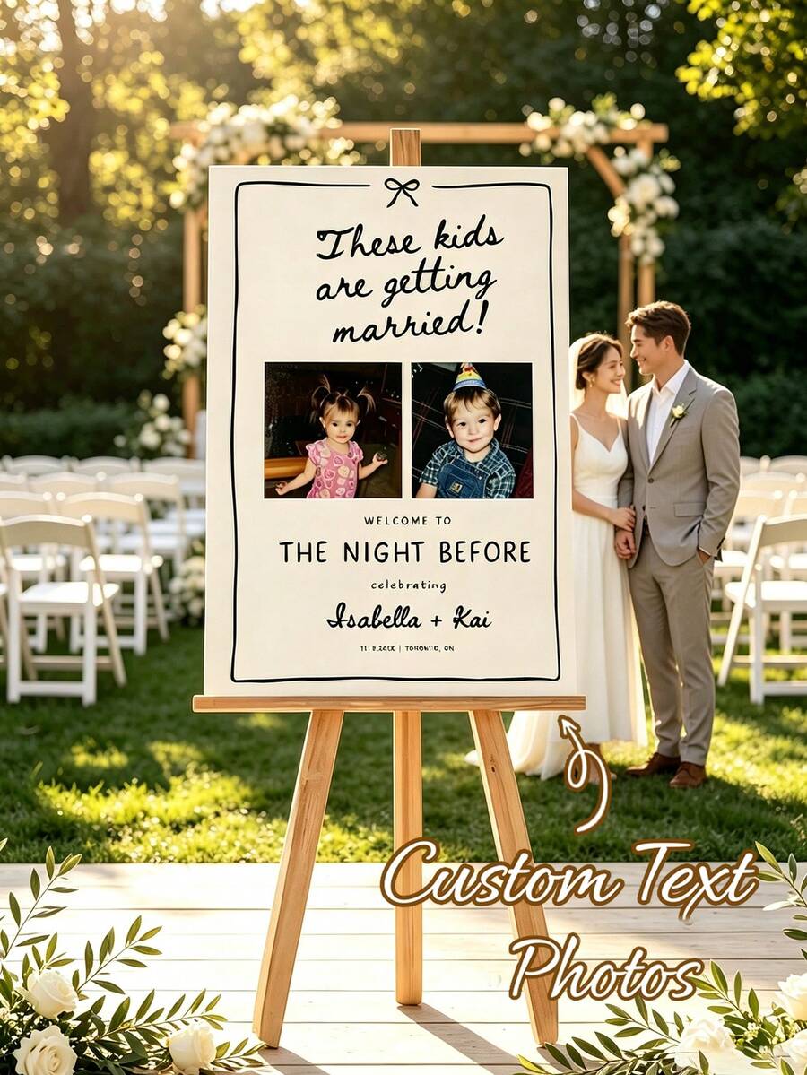 Customizable Wedding Welcome Sign, Elegant Wedding Welcome Board, Customized Photo And Text Poster, Personalized Wall Decor, Personalized Vintage Poster, Wedding Poster, Personalized Name Poster - Multicolor - View 1