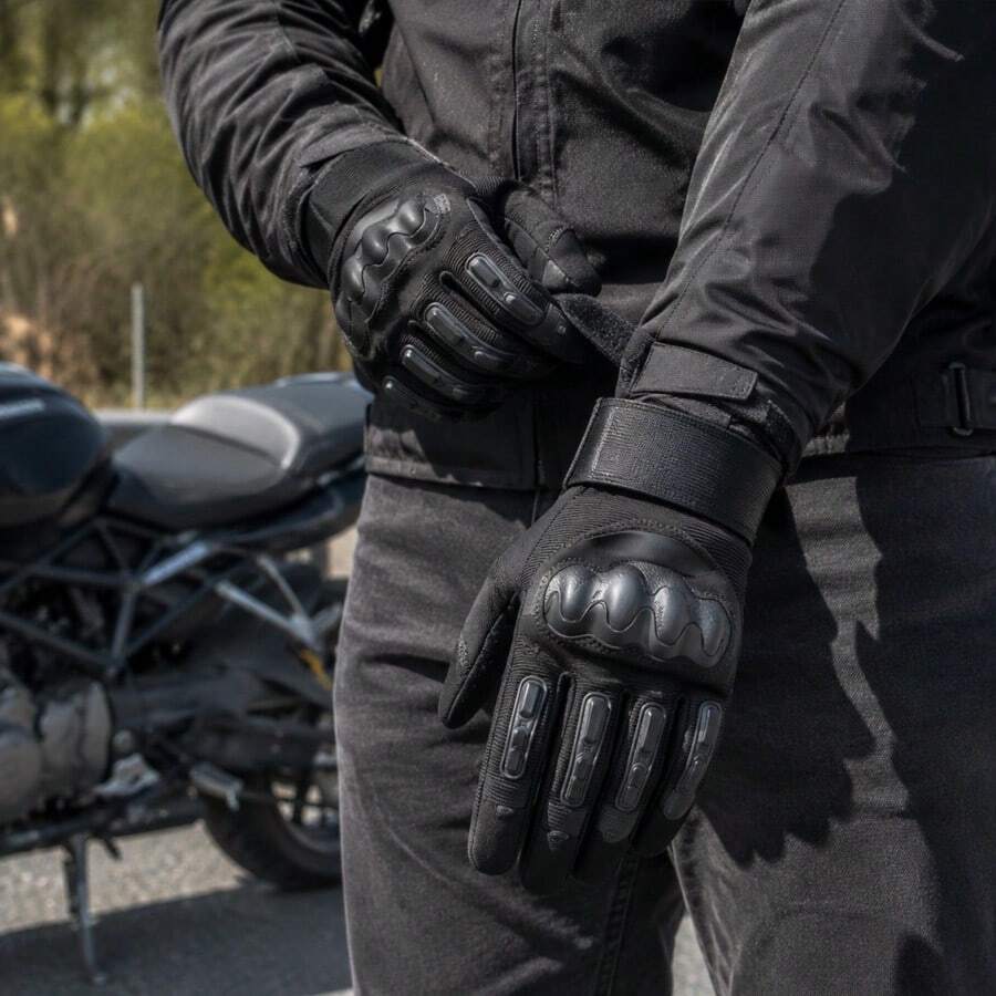 Spring/Autumn Motorcycle Riding Gloves, Touchscreen Compatible Hard Shell Finger Protection, Anti-Slip Wear-Resistant Anti-Fall Full Finger Gloves, Motorcycle Commuting, Outdoor Riding Shock Absorption Protection, Unisex Rider Gloves - Multicolor - View 1