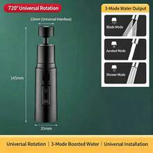 Kitchen Faucet Splash-Proof Universal Extension Nozzle Aerator Universal Faucet Connector - Black - View 12
