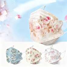 10pcs Women's Elegant Floral Style Face Masks, Breathable Decorative Face Masks, Comfortable Non-Ear-Straining For Daily Wear - Multicolor - View 4