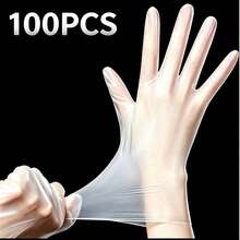 Disposable Vinyl Gloves 4/20/50/100pcs, Transparent Latex-Free Powder-Free, Waterproof Oil-Resistant Soft Gloves, Suitable For Food Preparation, Dishwashing, Kitchen Cleaning, Beauty Salon Hair Dyeing, Pet Bathing, Daily Home Use, No Packaging Box - Semi-transparent White - View 14