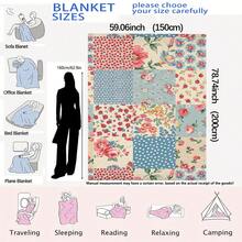 1pc Vintage Patchwork Floral Polka Dot Single-Sided Printed Flannel Blanket, Soft & Lightweight Sofa Bed Cover, Bohemian Home Decor, Suitable For All Seasons, Perfect For Bedroom, Outdoor Camping And Daily Relaxation Gift - Multicolor - View 15