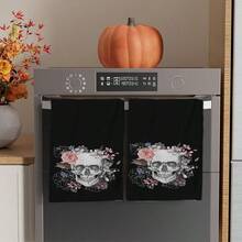 2/4/48pcs Halloween Series Floral Skull Pattern Printed Kitchen Towels - Super Soft, Highly Absorbent Polyester Dishcloths And Hand Towels, Perfect For Holiday Decor, Kitchen Decor, Party Decor. - Multicolor - View 13