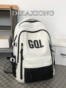 中性情侶休閒後背包，輕量防皺尼龍日用背包，極簡百搭背包，適用於學校、工作與日常使用 - 彩色 - 查看 12