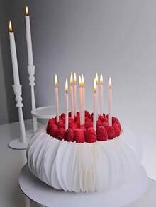 6pcs/24pcs White Pearlescent Long Straight Birthday Fairy Atmosphere Anniversary Holiday Party Cake Decoration Photo Prop Candles - View 7