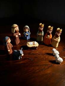 Set Kotak Kaleng Adegan Kelahiran Yesus Natal, Termasuk Patung Yesus, Cocok untuk Memajang Gambaran Keluarga Kudus, Set Adegan Kelahiran Yesus Mini dari Resin Buatan Tangan, Hadiah Dekorasi Natal yang Sempurna, Cocok untuk Dipajang di Meja Kantor - MultiWarna - View 6