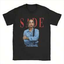 Sades Adu T-Shirts For Men Singer Leisure Cotton Tees Crewneck Short Sleeve T Shirts Gift Tops - 黑色 - 查看 1