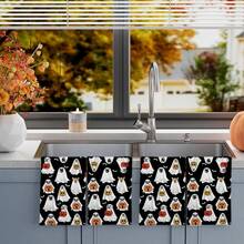 2/4/48pcs Halloween Series Ghost Puppy Pattern Printed Kitchen Towels - Super Soft, Highly Absorbent Polyester Dish Cloths And Hand Towels, Perfect For Holiday Decor, Kitchen Decor, Party Decor - Multicolor - View 4