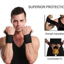 SUJAYU Wrist Support Band 1pc Weightlifting Wrist Strap Wrist Support Band Wrist Weight Strap Carpal Tunnel Syndrome Wrist Support Fitness Training Wrist Support Men's Fitness Accessory (Black) - A - View 3