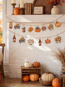 24pcs/1pc Thanksgiving Elf Hanging Ornaments, Autumn Harvest Hanging Decorations, Happy Autumn Tree Hanging Ornaments, Pumpkin Leaf Flower Mixed Paper Cutouts, Autumn Tree Decorative Hanging Ornaments, Suitable For Autumn Holiday Party Harvest Supplies, Home Decor - Multicolor - View 6