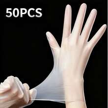 Disposable Vinyl Gloves 4/20/50/100pcs, Transparent Latex-Free Powder-Free, Waterproof Oil-Resistant Soft Gloves, Suitable For Food Preparation, Dishwashing, Kitchen Cleaning, Beauty Salon Hair Dyeing, Pet Bathing, Daily Home Use, No Packaging Box - Semi-transparent White - View 12