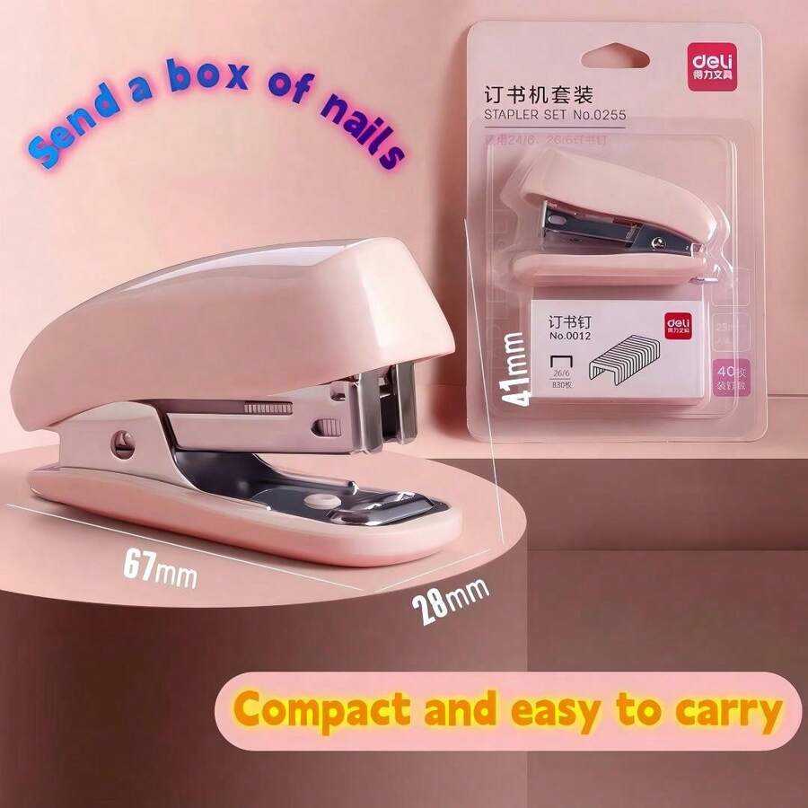 Nuevo Set Portátil de Grapadora Sin Esfuerzo, Grapadora Mini de 3 Colores, Tamaño Pequeño Conveniente para Estudiantes