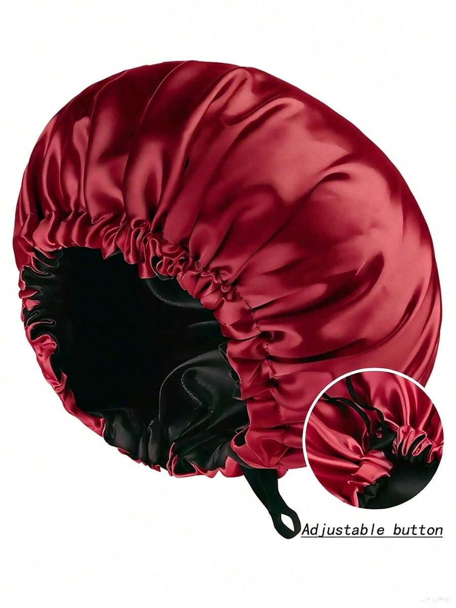 Awegeo 1件裝女款雙層緞面睡眠帽,附智能抽繩調節,奢華彈性邊緣技術,適合夜間保濕與日間造型維持 - 彩色 - 查看 1