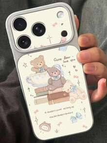 Cartoon Cute Bear Book Pattern Large Window Litchi Texture Striped Turtle Ocean Style Summer Fresh Color Minimalist Phone Case White Quickly Changes To Litchi Texture Suitable For 13/14/15/16/17 PRO PROMAX PLUS And Other Full Coverage Large Window Phone Cases - Multicolor - View 2