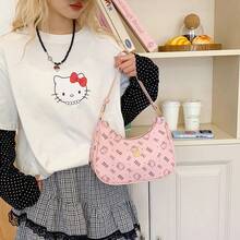 1件裝 Sanrio Hello Kitty 人造皮革卡通托特包－大容量女款單肩包，適合日常通勤、購物、婚禮、生日及單身派對 - 彩色 - 查看 8