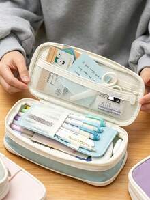 Estuche de lápices multifuncional de gran capacidad para estudiantes, bolsa de lápices portátil de gran tamaño, caja de almacenamiento, soporte para lápices, regalo de vuelta a la escuela, primer día de escuela - Multicolor - Ver 4