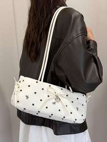BAILEE A Stylish, Minimalist, And Cute Shoulder Bag With A Dot Pattern, A Bow-Shaped Heart Charm, Perfect For Outfits And As A Gift Option. - Multicolor - View 5