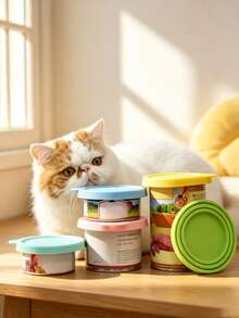 1SET /2SET Pet Can Lids Three-In-One Food Sealing Lids Universal Spoon Set Food Preservation Silicone Lids Pet Cat Dog Food Silicone Can Lids Food Spoon Set Suitable For Various Pets - Multicolor - View 4