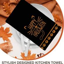 2/4/48pcs Halloween Series Wizard Cat Pattern Printed Kitchen Towels - Ultra Soft, Highly Absorbent Polyester Dish Cloths And Hand Towels, Perfect For Holiday Decor, Kitchen Decor, Party Decor - Multicolor - View 8