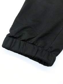 Men's Casual Versatile White Drawstring Elastic Waist Outdoor Black Sweatpants - Black - View 7