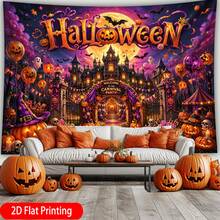 2D Flat Single Panel QD_VIVIOS Large Horizontal Wall Tapestry Decor - Wide Design, Suitable For Halloween Pumpkin Castle Moonlight Party Print - Multicolor - View 14