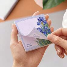2 Packs 100 Sheets Van Gogh Iris Sticky Notes, Vintage Floral Oil Painting Style Self-Adhesive Blank Memo Pads, Desktop Reminder Notes, Office School Home Stationery Supplies - 75 X 75 mm - View 4