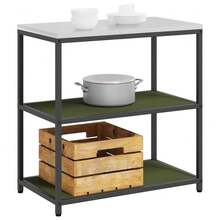 vidaXL Kitchen Storage With Shelf Olive Green 90 X 50 X 92 Cm Steel, Modern Kitchen Storage, Rectangular Shelf, Durable Steel Solution, Compact Organizer, Kitchen Shelf For Home - Olive Green - View 2