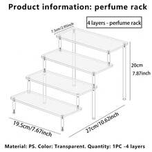 1pc Clear PS Makeup Organizer, Step Cosmetic & Perfume Display Stand, Space-Saving Vanity Storage Rack For Skincare, Lipsticks, And Nail Polish, High-Transparency Desktop Holder For Dresser And Bedroom, Sturdy Design, Modern Minimalist Style. - Clear - View 14