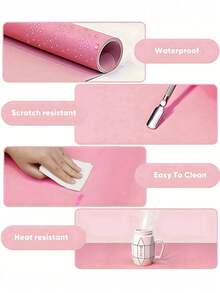 Light Pink Nail Desk Mat, Waterproof Soft PU Leather, Studio Table Pad, Foldable Nail Arm Support Pad, Nail Desk Mat, Suitable For Nail Technicians Salon And Home Use - Dusty Pink - View 3
