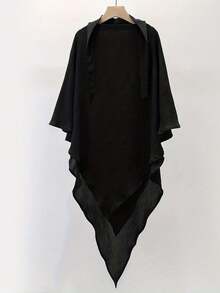 Solid Color Double Layer Ruffle Niqab Headscarf Tie-Up Middle Eastern Veil Breathable Slightly Wrinkled Fabric Prayer Headscarf - Black - View 5