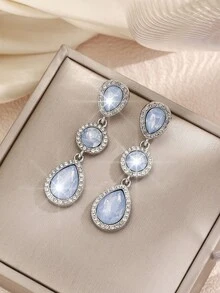 1 Pair Bohemian Alloy Glass Rhinestone Fashion High-End Popular Versatile Bestselling Earrings - Opal Blue - View 2