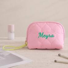 Personalized Small Quilted Toiletry Bag With Contrast Wrist Strap, Fashion Mini Cosmetic Makeup Pouch, Portable Lipstick And Toiletry Organizer - Multicolor - View 16