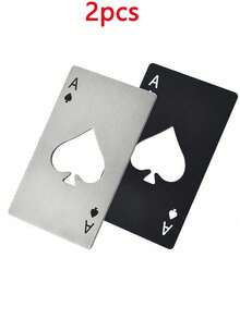 1/2pcs Metal Poker Card Ace Of Spades Bottle Opener, Stainless Steel Portable Beer Opener, Fits Wallet And Pocket, Customized Dual-Color Elegant Card Design, Durable Decorative Accessory, Perfect Gift For Camping, Party And Festival - Multicolor - View 11