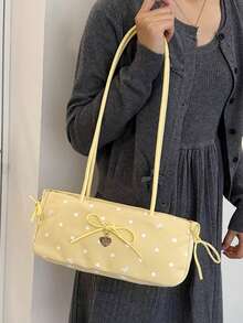 BAILEE A Stylish, Minimalist, And Cute Shoulder Bag With A Dot Pattern, A Bow-Shaped Heart Charm, Perfect For Outfits And As A Gift Option. - Multicolor - View 6