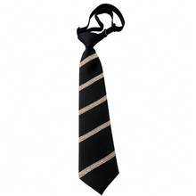 Black Rhinestone Diagonal Stripe Knotless Tie, Unisex Versatile Korean Style Fashion School Uniform Stage Performance Accessory - Black - View 5