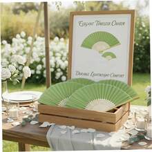 Silk Hand Fans For Wedding Party, Bridal Handheld Folding Fans, Bamboo Handheld Folding Fans, Suitable For Bridal Shower, Gift - Multicolor - View 8