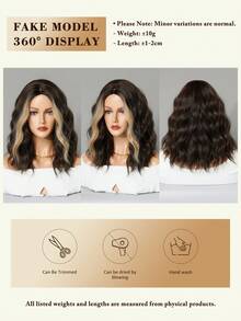 NAMM Black Highlight Beige Bob Wig For Women Short Curly Wavy Middle Part Wig, Heat-Resistant Fiber Synthetic Fluffy Costume Wig For Carnival Party Wera, Halloween Cosplay Use 14 Inch ( Copper Brown ) - Multicolor - View 6