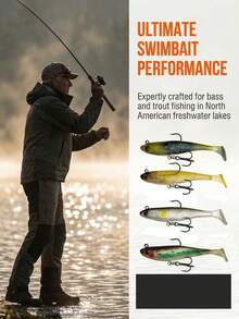 GOTURE T-Tail Lead Fish Soft Lure, 6-Color Mixed Design, Built-In Lead Weight + T-Tail High-Frequency Turbulence Design, 3D Realistic Fish Eyes + Tear-Resistant PVC Material, Suitable For Lakes, Rivers And Freshwater Environments, Widely Used For Fishing Trout, Bass - Multicolor - View 4