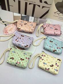 XD 12pcs/6pcs/3pcs/1pc Fashion Mini Dachshund Print Children's Coin Purse, With Keychain For Hanging, Multi-Use Storage Bag For Keys, Data Cables, Coins, Rings, Also Can Be Used As Makeup Bag, Sanitary Napkin Storage Bag, Back To School Storage Pouch - Dachshund - View 2