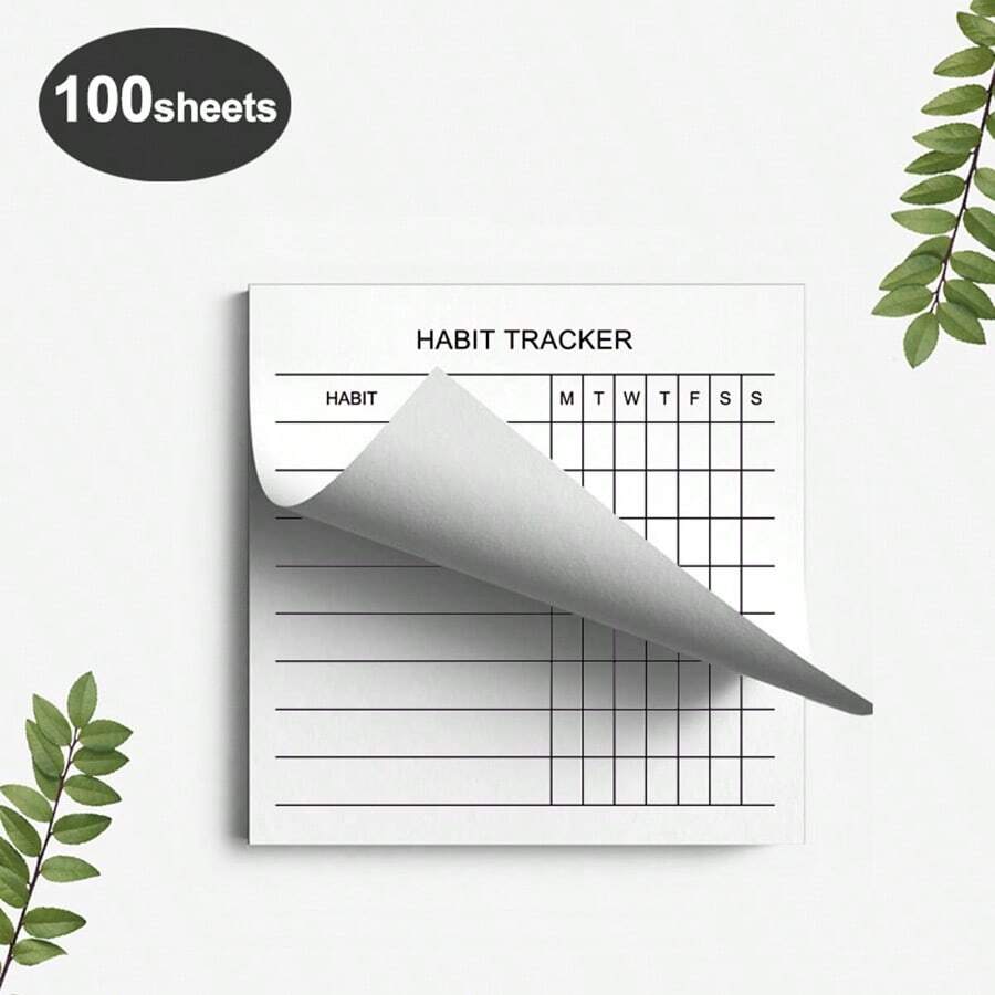 Gvanvilo 100 Sheets Weekly Habit Tracker Sticky Notes, Flippable, Minimalist Daily Planner, Weekly Schedule, To-Do List, Office Supplies And Task Organization Memo - 3.54x3.54 Inch Minimalist Daily Planner, Suitable For Daily Office Supplies, Essential New Year Gift For Employees, Top Choice For Home - 100 Sheets/book - View 1