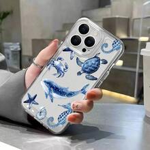 1pc Creative White Turtle Whale Jellyfish Starry Sky Pattern, High Transparency Phone Case, Anti-Drop Anti-Scratch Anti-Fingerprint Transparent TPU Soft Shell, Camera Lens Protection Compatible With Apple, Nothing, Pixel, Protective Case, Slight Color Difference May Exist Due To Lighting During Photography - Multicolor - View 5