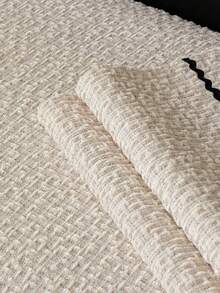 1pc Solid Woven Bubble Fabric Couch Pad With Black Rickrack Trim, Soft Breathable Neutral Tone Decorative Sofa Slipcover For Modern Minimalist Living Room - Beige - View 11