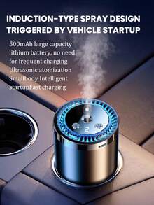 Smart Car Humidifier Set - 5 Working Modes, USB Car Automatic Aromatherapy Machine, Equipped With Projection Starry Sky Light, Mini Portable Cylindrical Car Air Freshener, Aromatherapy Essential Oil Diffuser, Adjustable Concentration, With Digital Display, Auto On/Off, Built-In Battery, Colorful LED Ambient Light Ring, USB Charging, Suitable For Car, Office, Bathroom, Bedroom, Pet Room, Includes 5 Types Of Essential Oils. - A - View 8