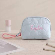 Personalized Small Quilted Toiletry Bag With Contrast Wrist Strap, Fashion Mini Cosmetic Makeup Pouch, Portable Lipstick And Toiletry Organizer - Multicolor - View 14