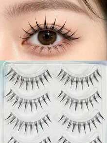 Distinct Roots Clustered A-Type Korean Girl Group Style Natural Japanese Girl Cosplay Makeup False Eyelashes, No-Makeup Look, Realistic Transparent Stem Upper Lashes - View 1