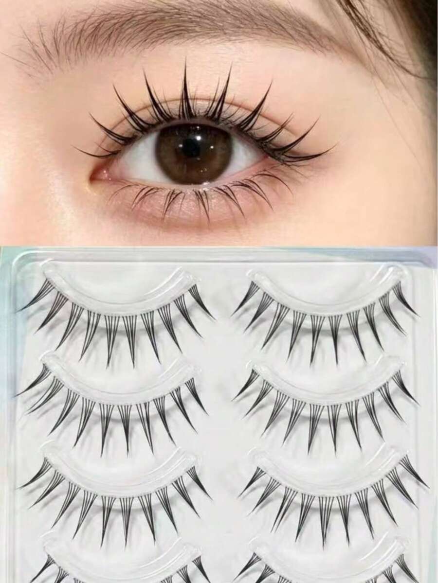 Distinct Roots Clustered A-Type Korean Girl Group Style Natural Japanese Girl Cosplay Makeup False Eyelashes, No-Makeup Look, Realistic Transparent Stem Upper Lashes - View 1