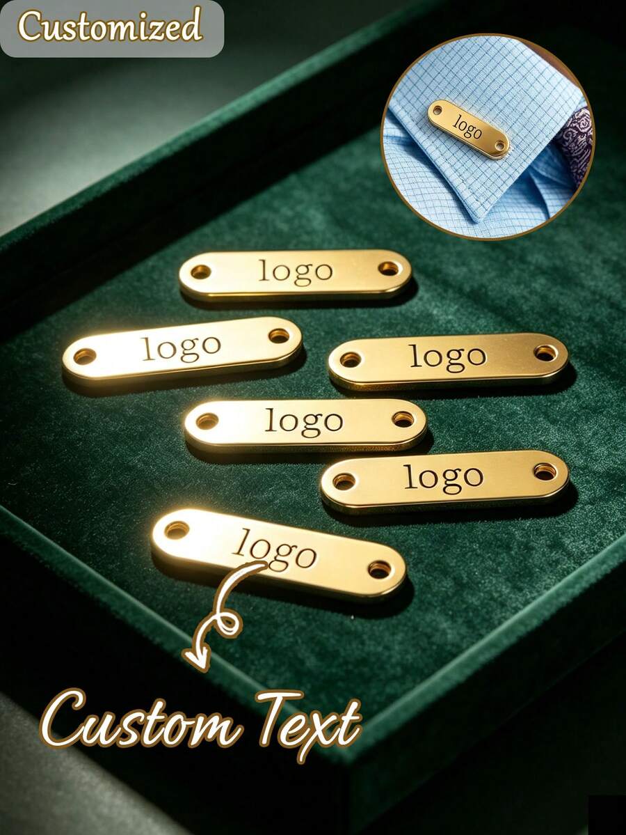 1/6/10pcs Customized Stainless Steel Blank Tag Plates, Perforated Nameplates For Sewing Crafts, Metal Parts, Clothing Sewing Label Accessories, Engravable